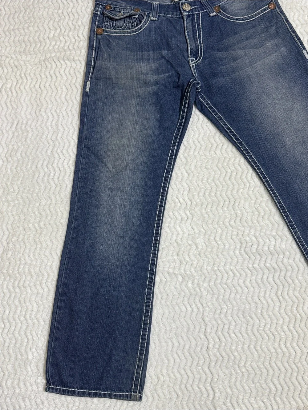 True Religion Joey Super T Denim Jeans Size 36 Embroidery Made in USA
